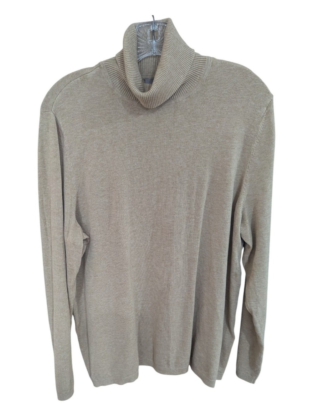 Chico's Beige Tan Ribbed Knit Turtleneck Pullover Sweater Sz 3/XL *NWOT Autumn